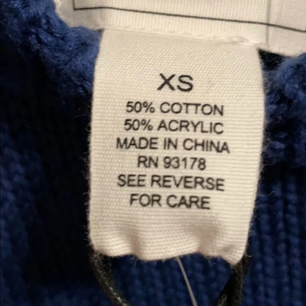 For The Republic Rich Navy Blue Cut Off Crop Sweater XS - Picture 4 of 5